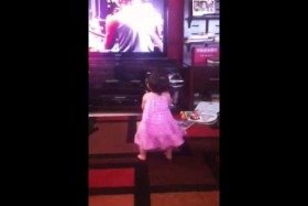 Zoe dancing to Glee
